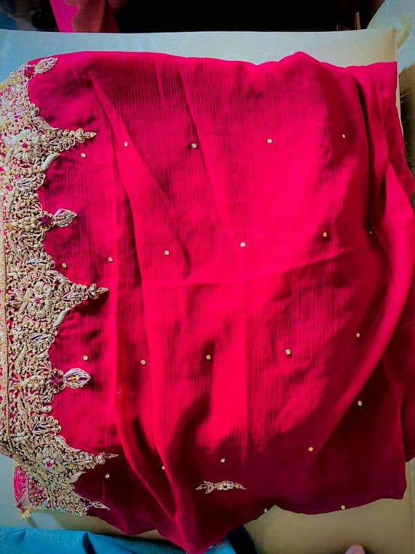 Red bridal barati langa  one time usde  10 by 10 condition all  oky 1