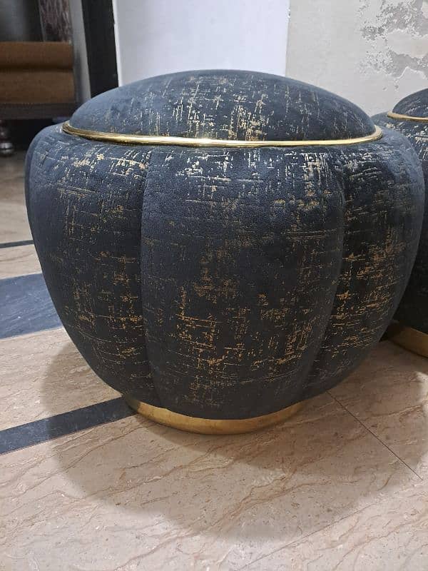 Ottoman in Black and Golden Color 0