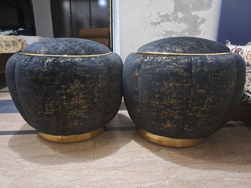 Ottoman in Black and Golden Color 2