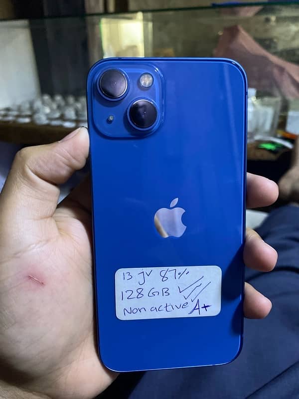 Iphone 13 Jv blue 87% battery 10/10 lush piece 128 gb sim time avail 4