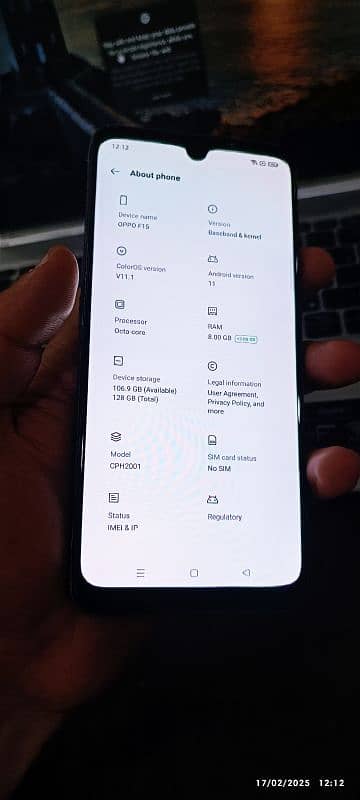 Oppo F15 8/128 orignal phone PTA Approved 1