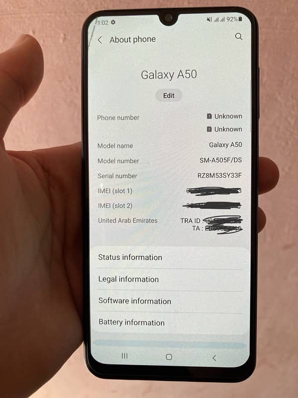 Samsung Galaxy A50, non PTA, 4,128, battery 4000mAh 9