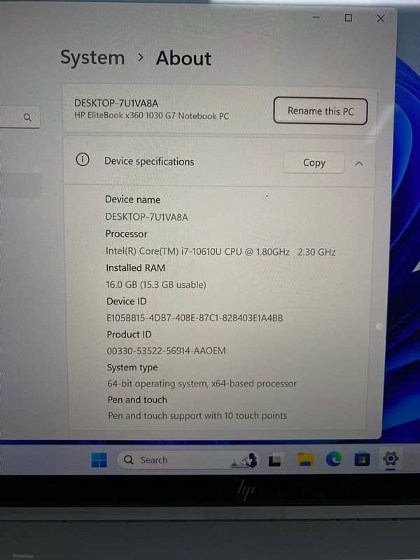 Hp Elitebook 1030 G7 (i7 10th Gen) (16/256) Touch 360 4