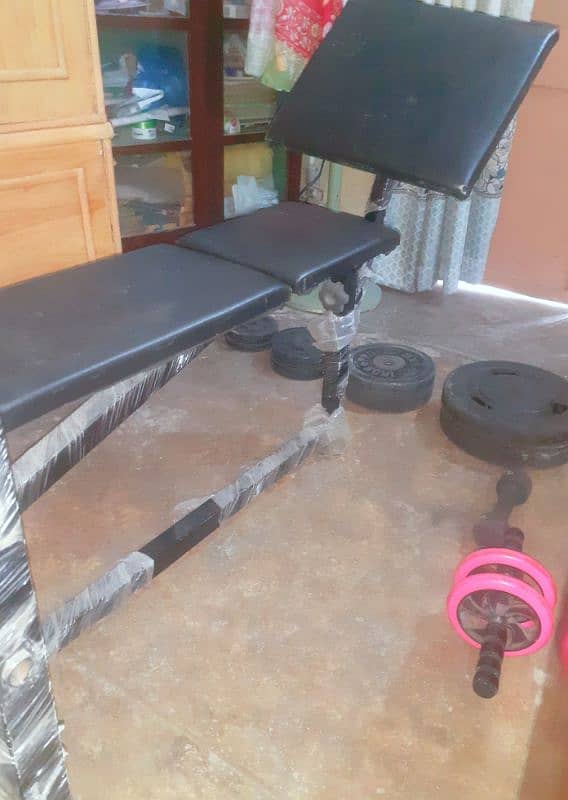 Multiple Gym bench, weight plates , Dumbells 8