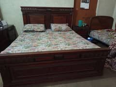 Bed with mattress dressing table and side table for sale