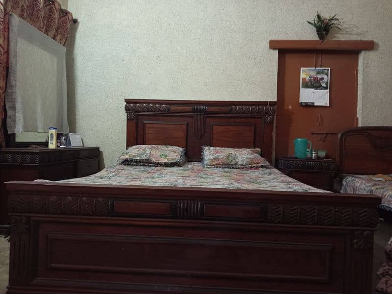 Bed with mattress dressing table and side table for sale 1