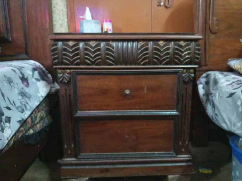 Bed with mattress dressing table and side table for sale 5