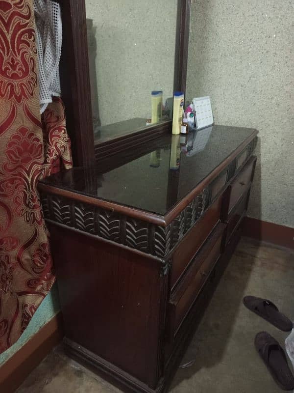 Bed with mattress dressing table and side table for sale 7