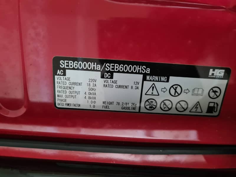 NEW Daishin Japan Generator Model SEB6000Hsa 5