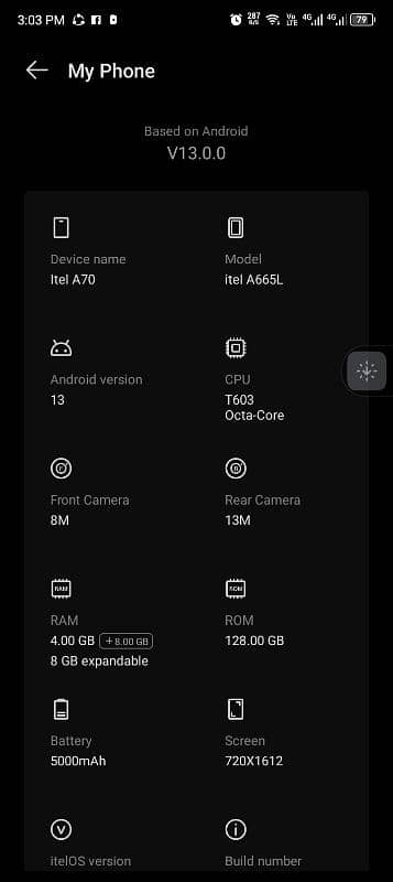 itel A70 12,128. 0