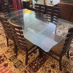 6 Seater Glass Top Dining Table