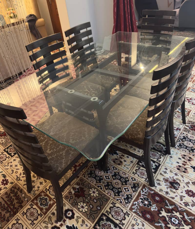 6 Seater Glass Top Dining Table 1