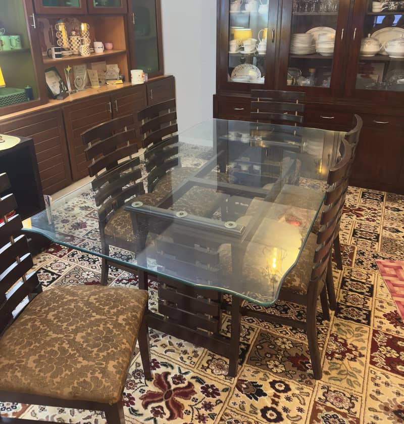 6 Seater Glass Top Dining Table 2