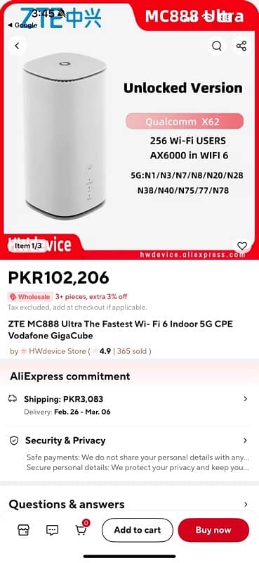 ZTE MC888 Ultra The Fastest Wi- Fi 6 Indoor 5G CPE Vodafone GigaCube 5