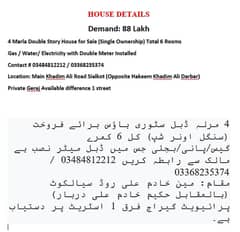 4 Marla Double Story House for Sale Malak # 03484812212 / 03368235374