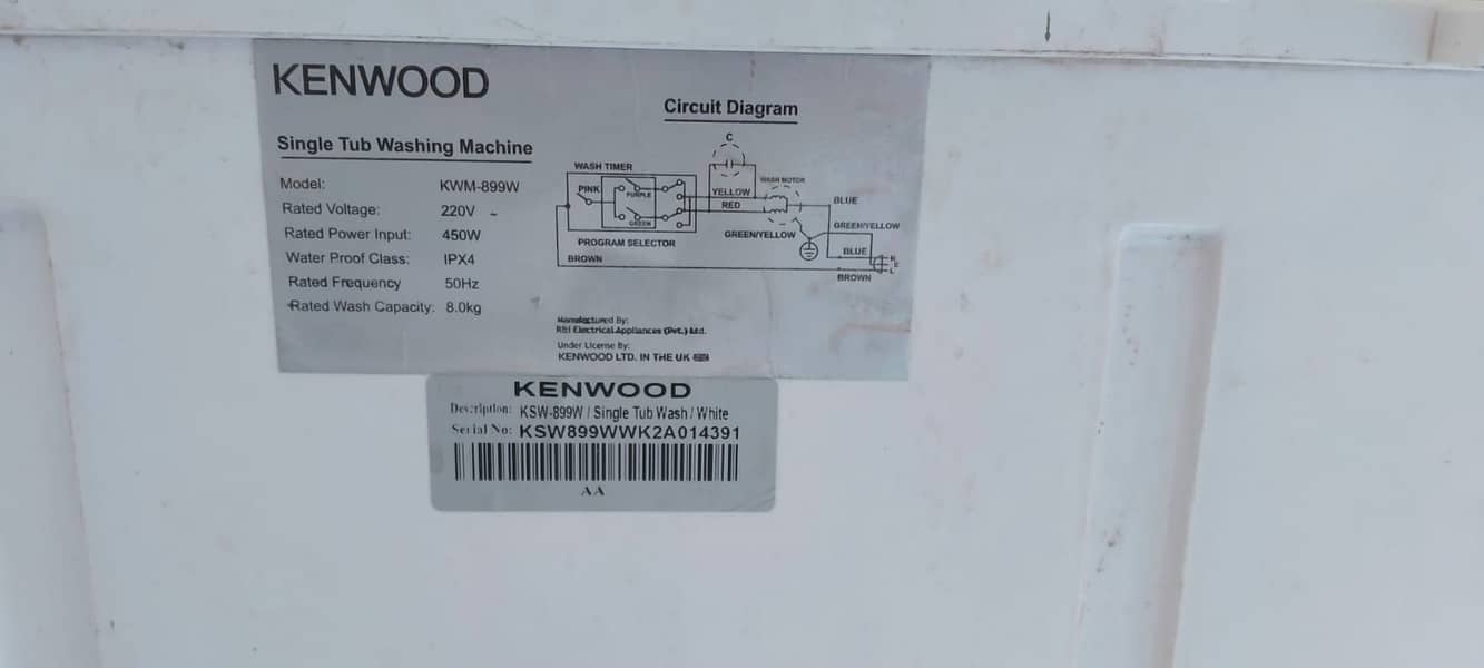 Kenwood Single Tub Washing Machine 1