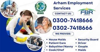 House Maid , Babysitter , Patient Care , Nurse , Driver, Maids, Cook