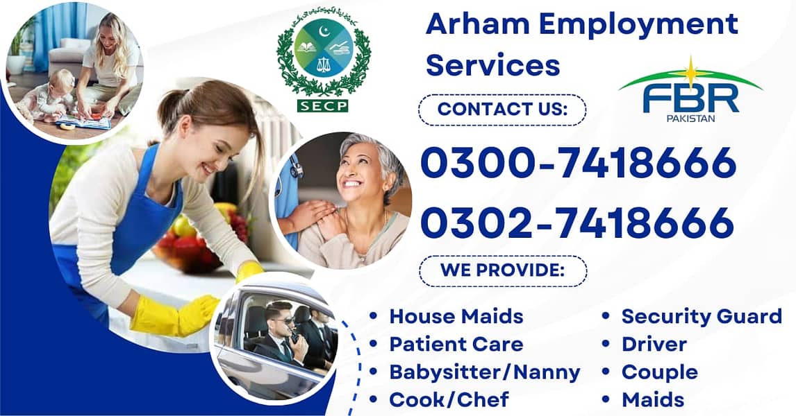 House Maid , Babysitter , Patient Care , Nurse , Driver, Maids, Cook 0