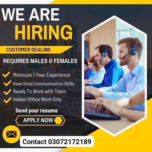 Male and female staff required to office work 0