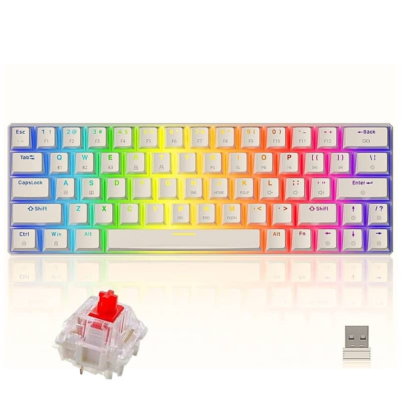 Tezarre TK-63 Pro Hotswappable Full RGB Wireless 60% Rechargesable KB 6