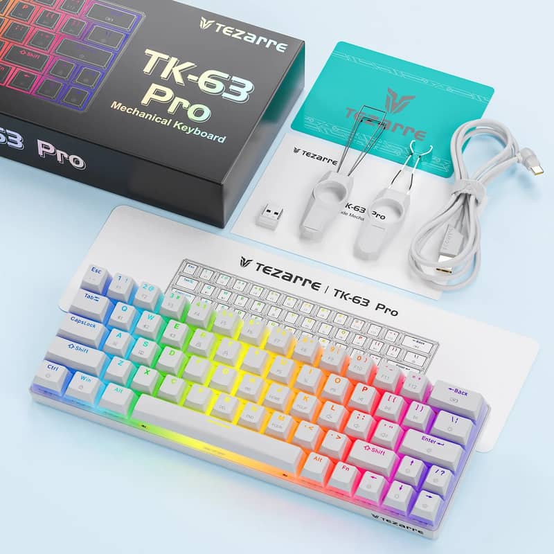 Tezarre TK-63 Pro Hotswappable Full RGB Wireless 60% Rechargesable KB 9