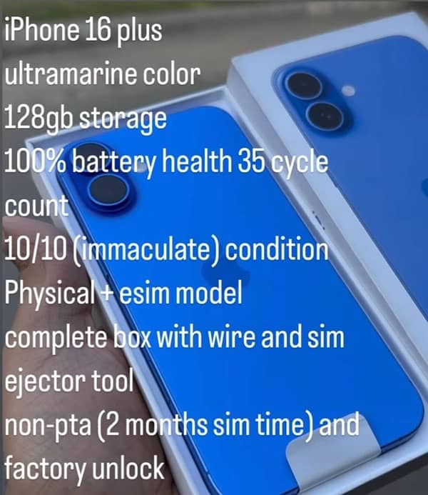 iPhone 16 plus (blue) 0