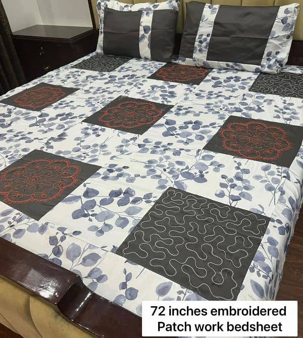 *72 inches embroidered panel Patch Work Bedsheets 0