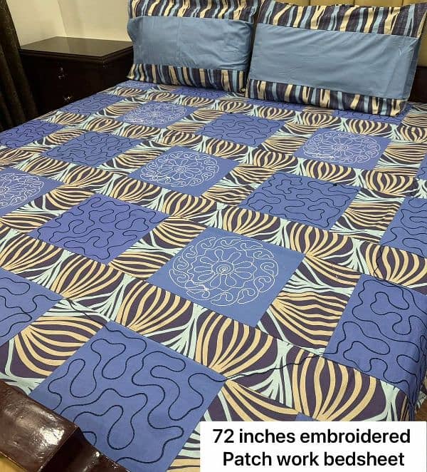 *72 inches embroidered panel Patch Work Bedsheets 6