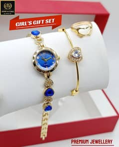 Diamond stones jewellery watch for women