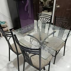 4 chair dining and l shape sofa for sale