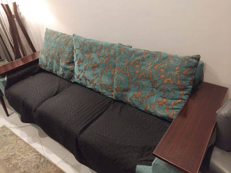 sofa set good condition with cover 2