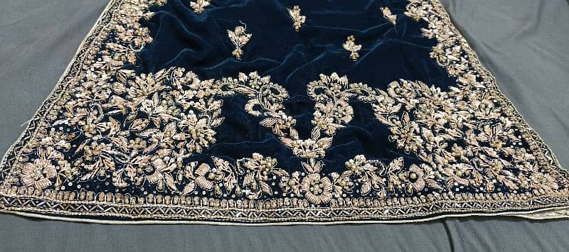 Velvet hand embroidered shalwar qameez dupatta 1