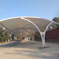 Tensile fabric Car parking shade for protection from heat