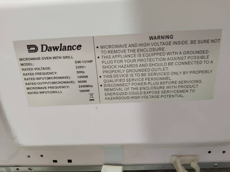 Dawlance Microwave DW-131HP used 8/10 condition working perfectly 5