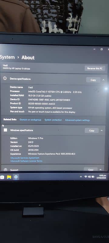 HP omen 15 i7 10th generation 16gb Nvidia 1660ti 6gb ram 4