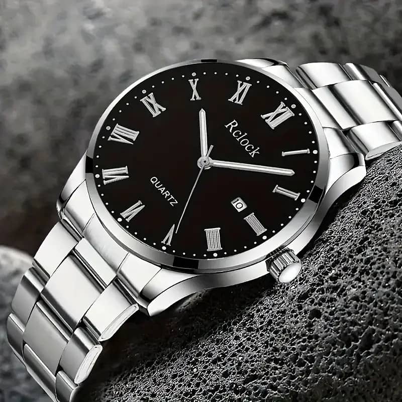 1pc Men'S Casual Quartz Watch with Calendar Feature, Round Zinc Alloy 1