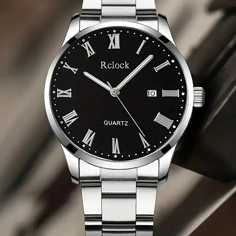 1pc Men'S Casual Quartz Watch with Calendar Feature, Round Zinc Alloy 3