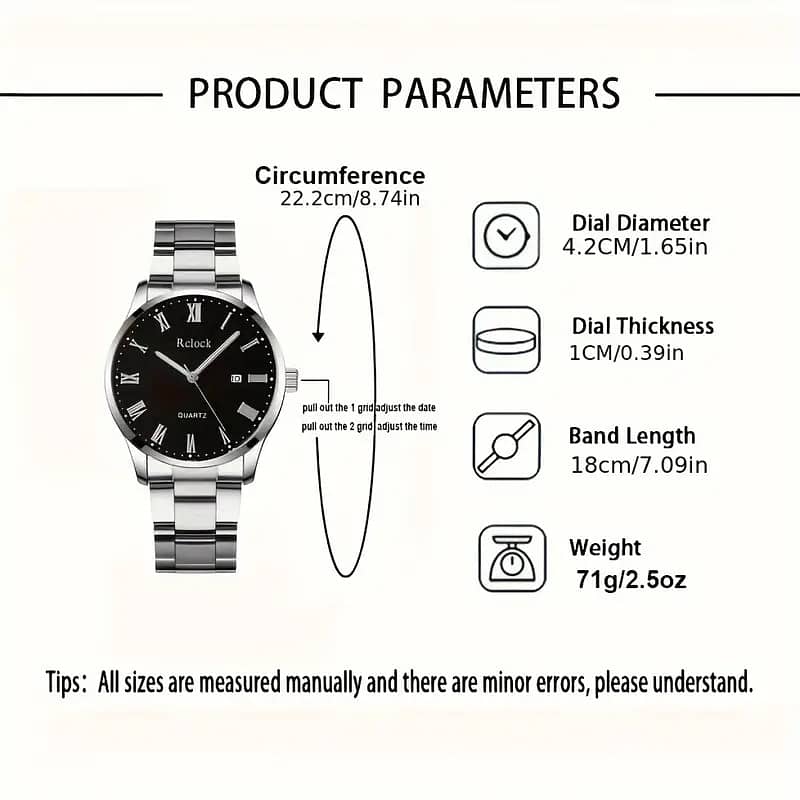 1pc Men'S Casual Quartz Watch with Calendar Feature, Round Zinc Alloy 4