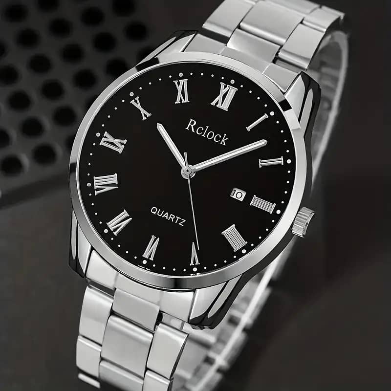 1pc Men'S Casual Quartz Watch with Calendar Feature, Round Zinc Alloy 5