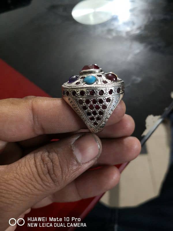 Chandi ring with orignal stone 0