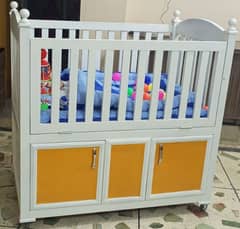 baby cot / baby bed original wooden home made ready with deco paint