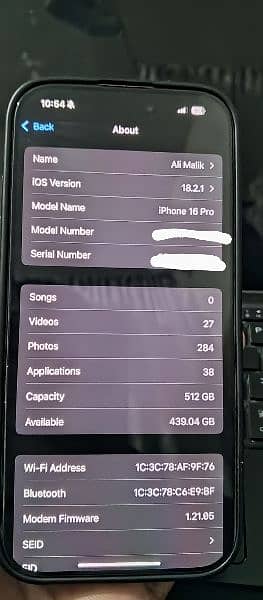 Iphone 16 pro,512gb storage,Physical+esim (sim time available)UK model 4