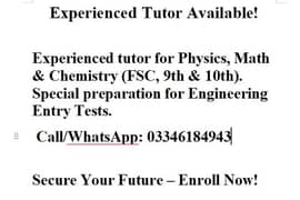 For FSC (Non medical) Tutor available