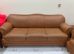 Elegant Brown Leather Sofa Set For Sale - 6 Seater (3-2-1)