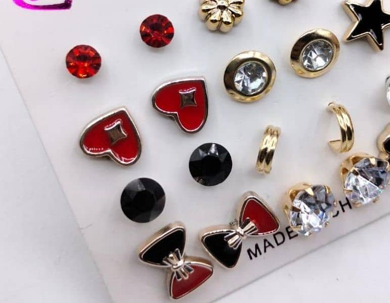 trendy Artificial stones ear studs pack of 12 1