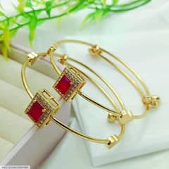 2 pcs gold plated crystal kara bangles