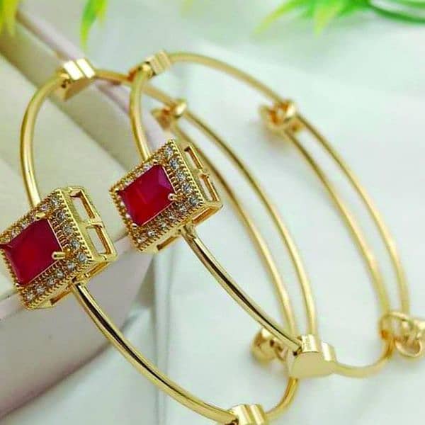 2 pcs gold plated crystal kara bangles 2