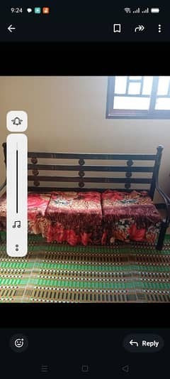 iron sofa 5 seater and wood bed 4 by 6