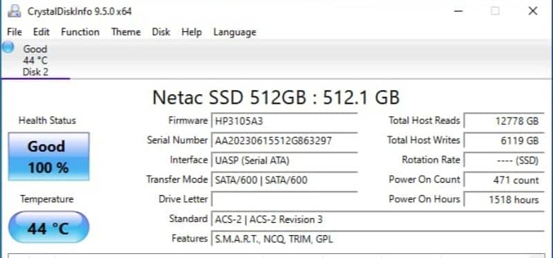 Netac 512GB SSD Sata3 6gb/s 3