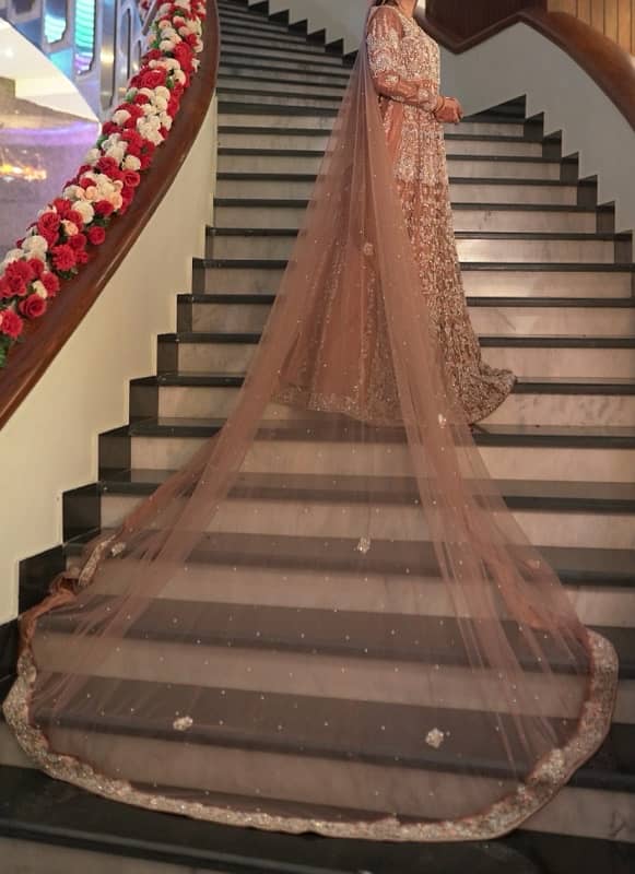 Walima Maxi | Designer Dress| Tail gown| | Tail duppatta 2